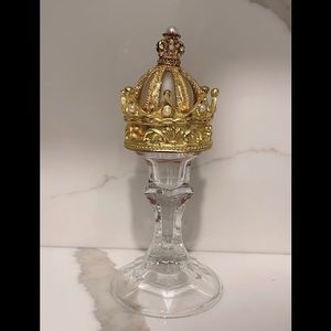 👑Crown Perfume Bottle On Footed Glass Pedestal👑